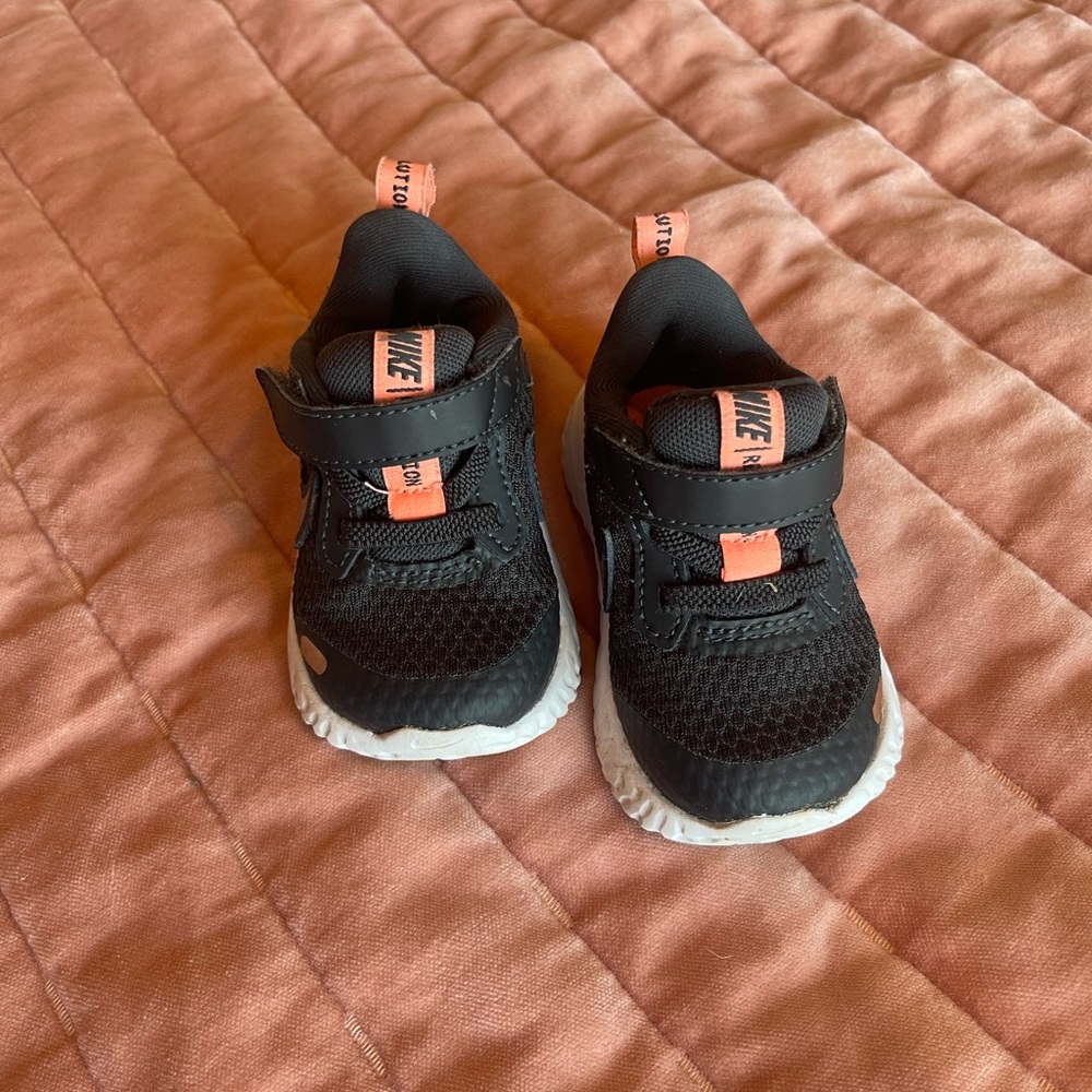 Nike Navy and Coral Baby Tennis Shoes